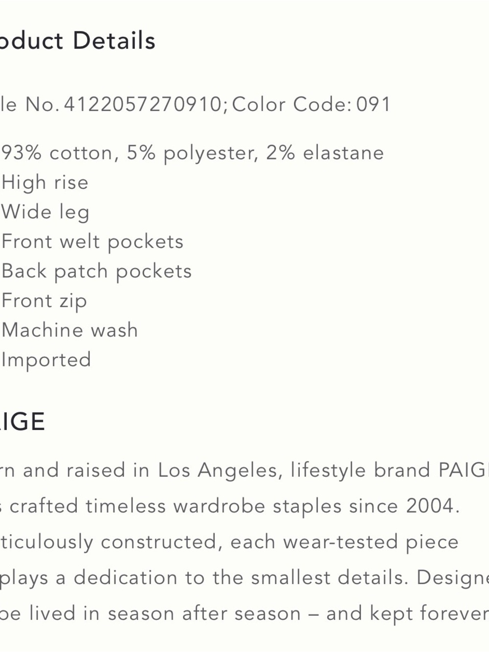 PAIGE Wide Leg High-Rise Jeans (Anessa) size 25Petite - Picture 13 of 13